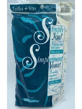 Vintage Simply You Plus Size Women’s Regular Briefs 3 Pack Cotton Floral Size 3X